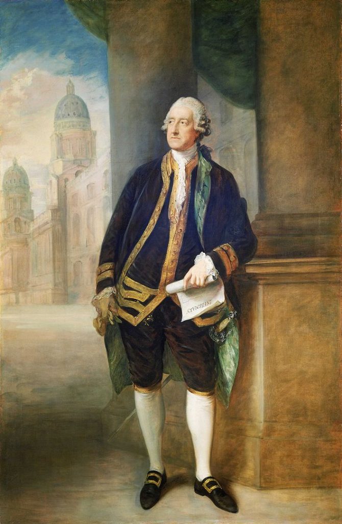 Portrait of John Montagu, 4th Earl of Sandwich, by Thomas Gainsborough. As First Lord of the Admiralty, he approved funding for Captain James Cook's second and third Pacific expeditions. The Sandwich Islands (now Hawaii) were named in his honor. Public domain image.