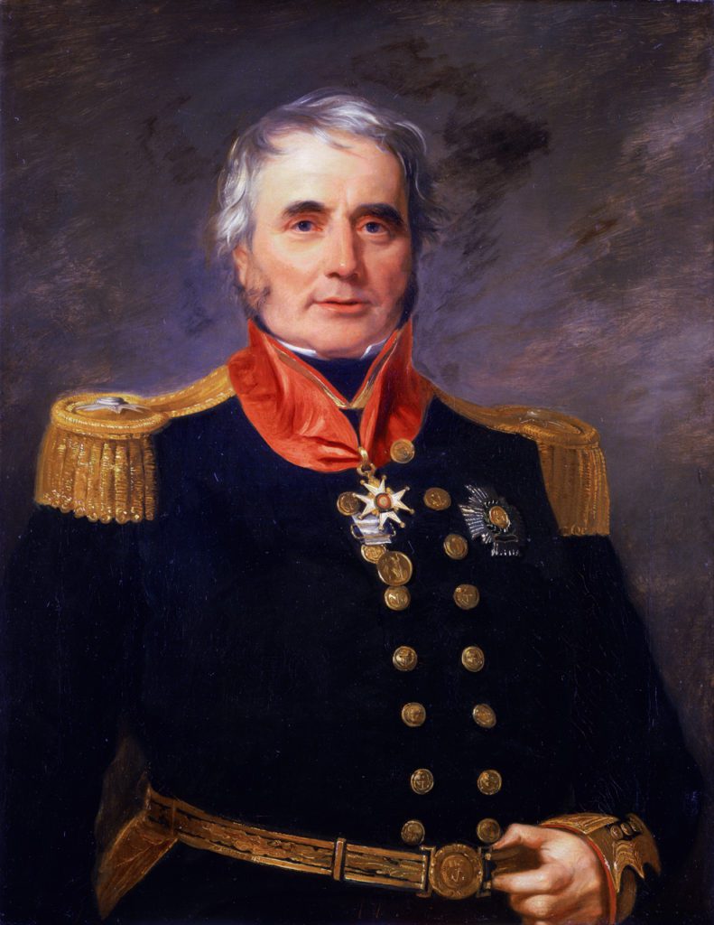 Oil portrait of Rear Admiral James Alexander Gordon of the Royal Navy, painted in 1839, showing the British officer who commanded naval forces during the 1814 occupation of Alexandria.