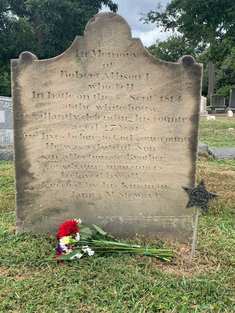 Gravestone of Robert Allison, Jr. at the Presbyterian Cemetery in Alexandria, Virginia, photographed by David Heiby.
