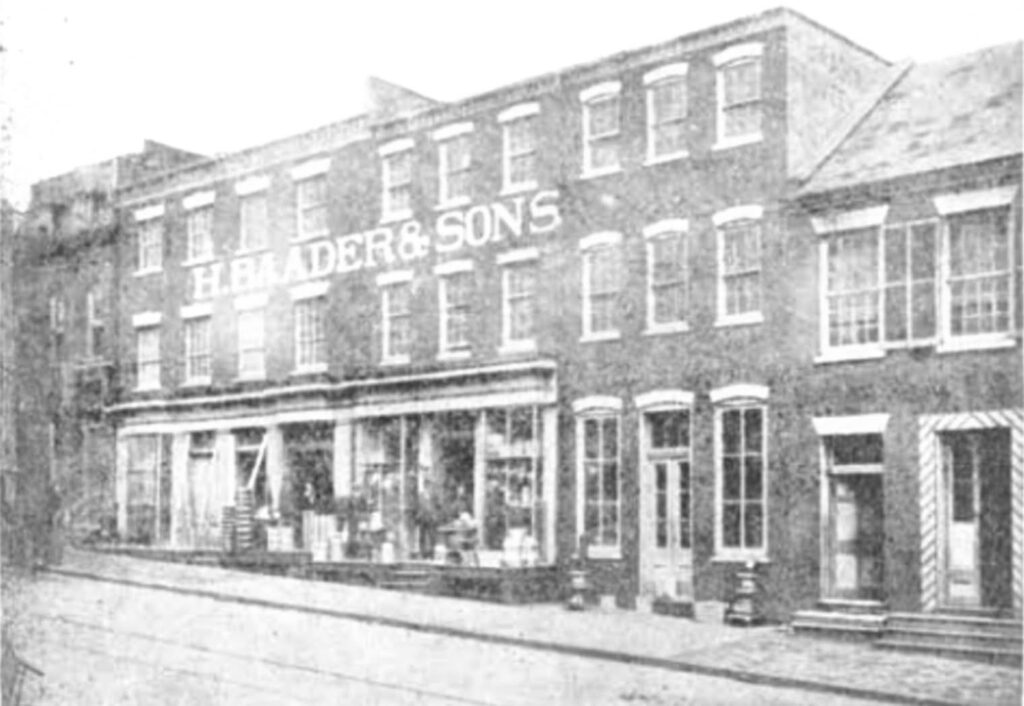 Circa 1900 photograph of the 200 block of King Street in Old Town Alexandria, showing buildings erected on the site of the 1855 Dowell China Shop fire that killed Lost Alexandria firefighter J. Carson Greene and six fellow firefighters.
