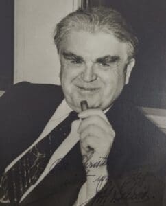 Black and white portrait photograph of John L. Lewis in a business suit, showing the United Mine Workers president who received the Presidential Medal of Freedom in 1964 while living in Alexandria's Lee-Fendall House.