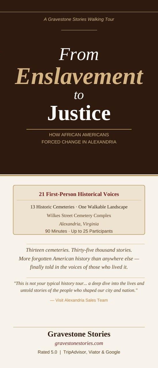 From Enslavement to Justice brochure cover &mdash; African American history in Alexandria