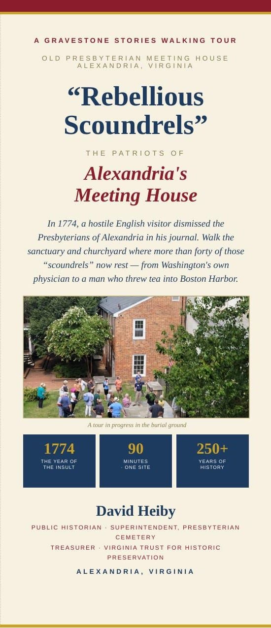 Rebellious Scoundrels brochure cover &mdash; patriots of Alexandria's Meeting House